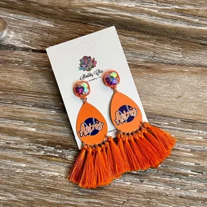 Orange and Navy Baseball Earrings