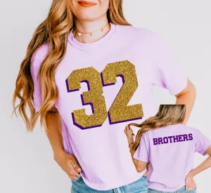 Orchid Boxy Crop - Brothers LAX Tee- Custom Number / Front and Back Design