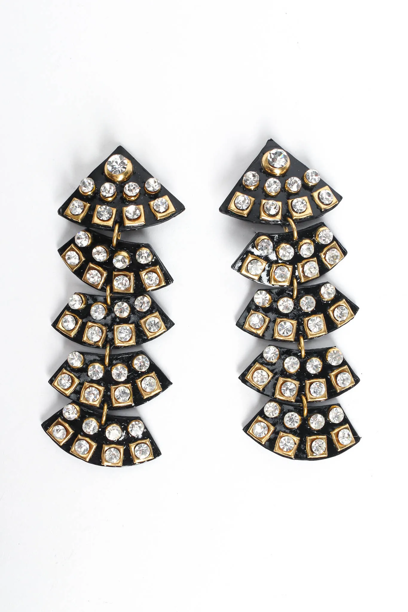 Patent Leather Geo Rhinestone Earrings
