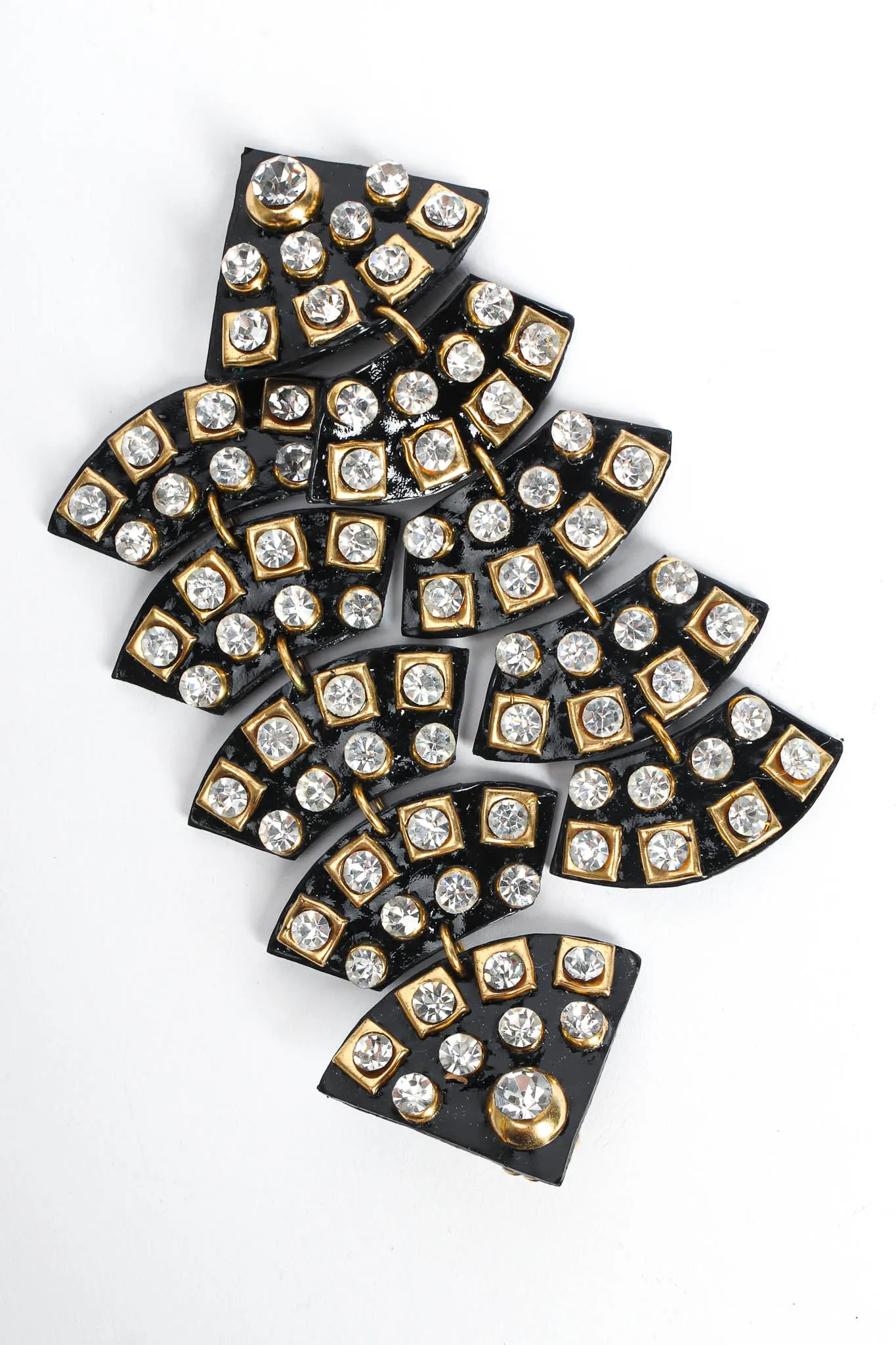 Patent Leather Geo Rhinestone Earrings