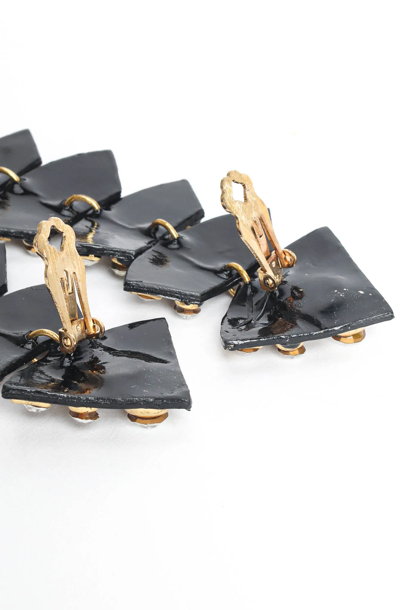 Patent Leather Geo Rhinestone Earrings