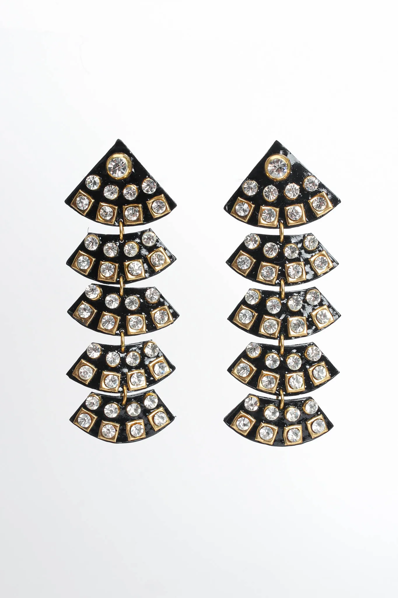 Patent Leather Geo Rhinestone Earrings