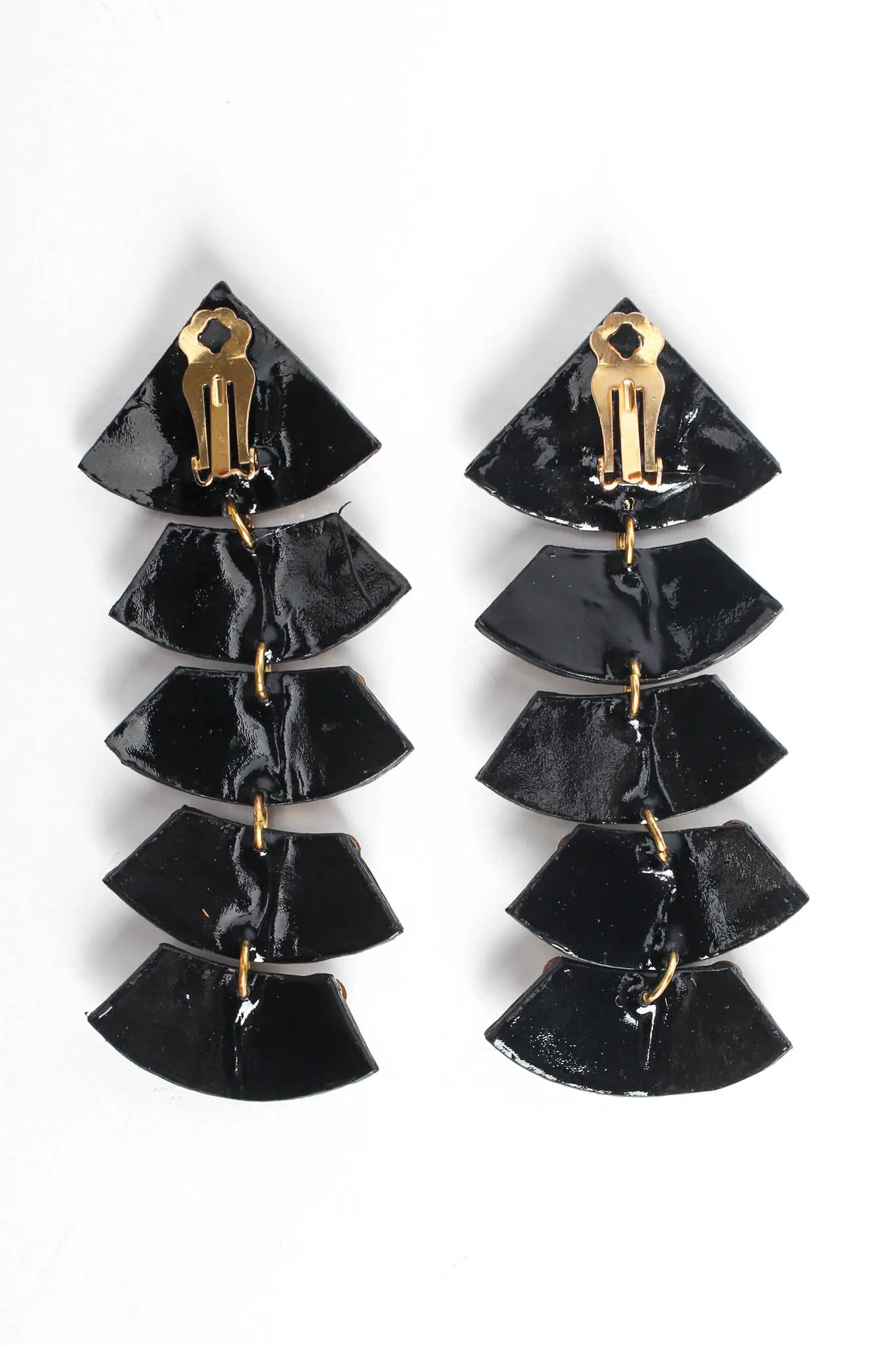 Patent Leather Geo Rhinestone Earrings