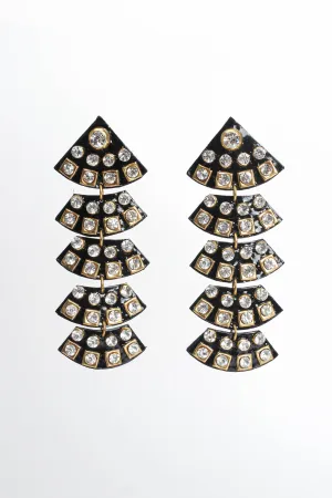 Patent Leather Geo Rhinestone Earrings
