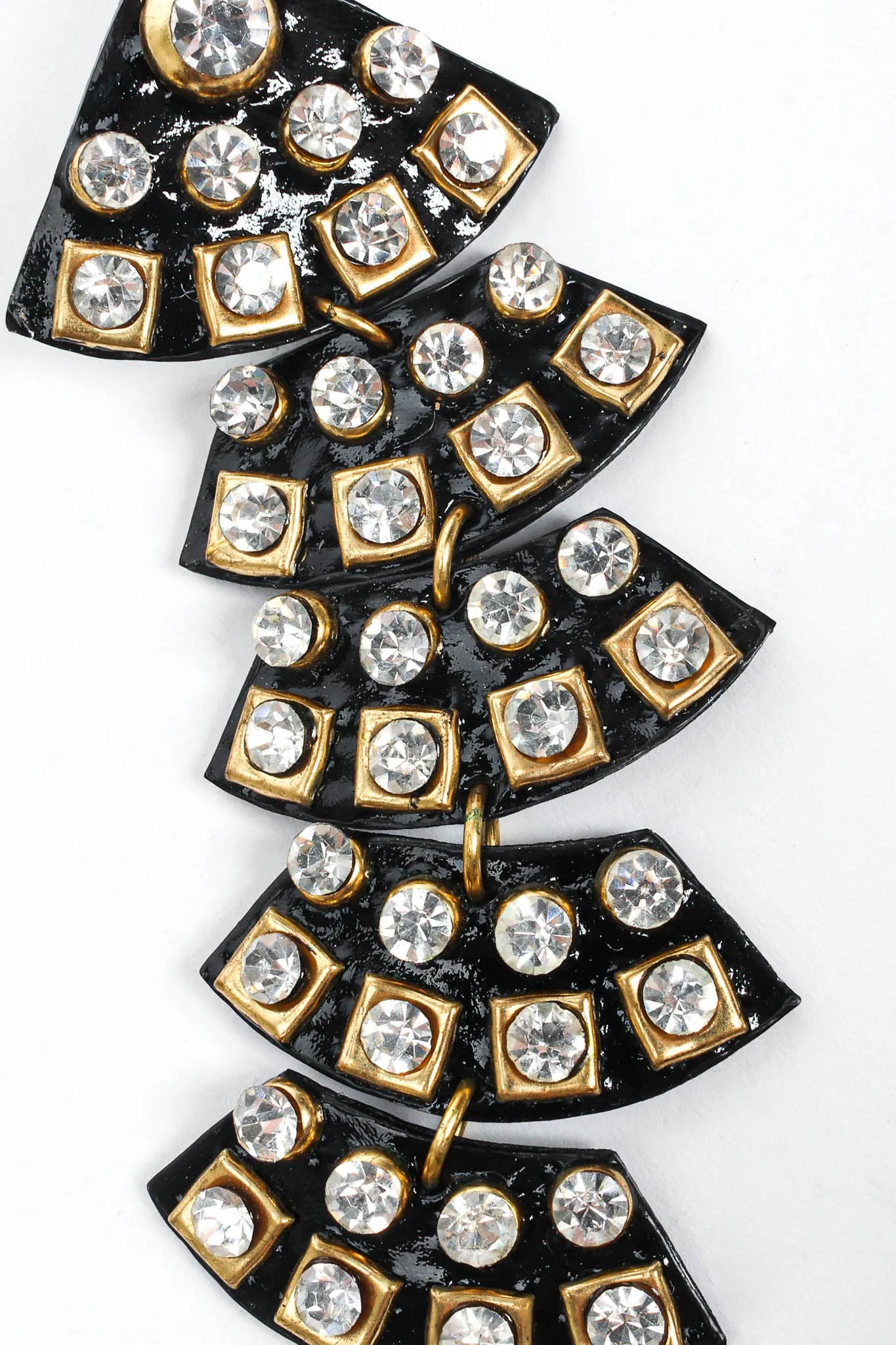 Patent Leather Geo Rhinestone Earrings