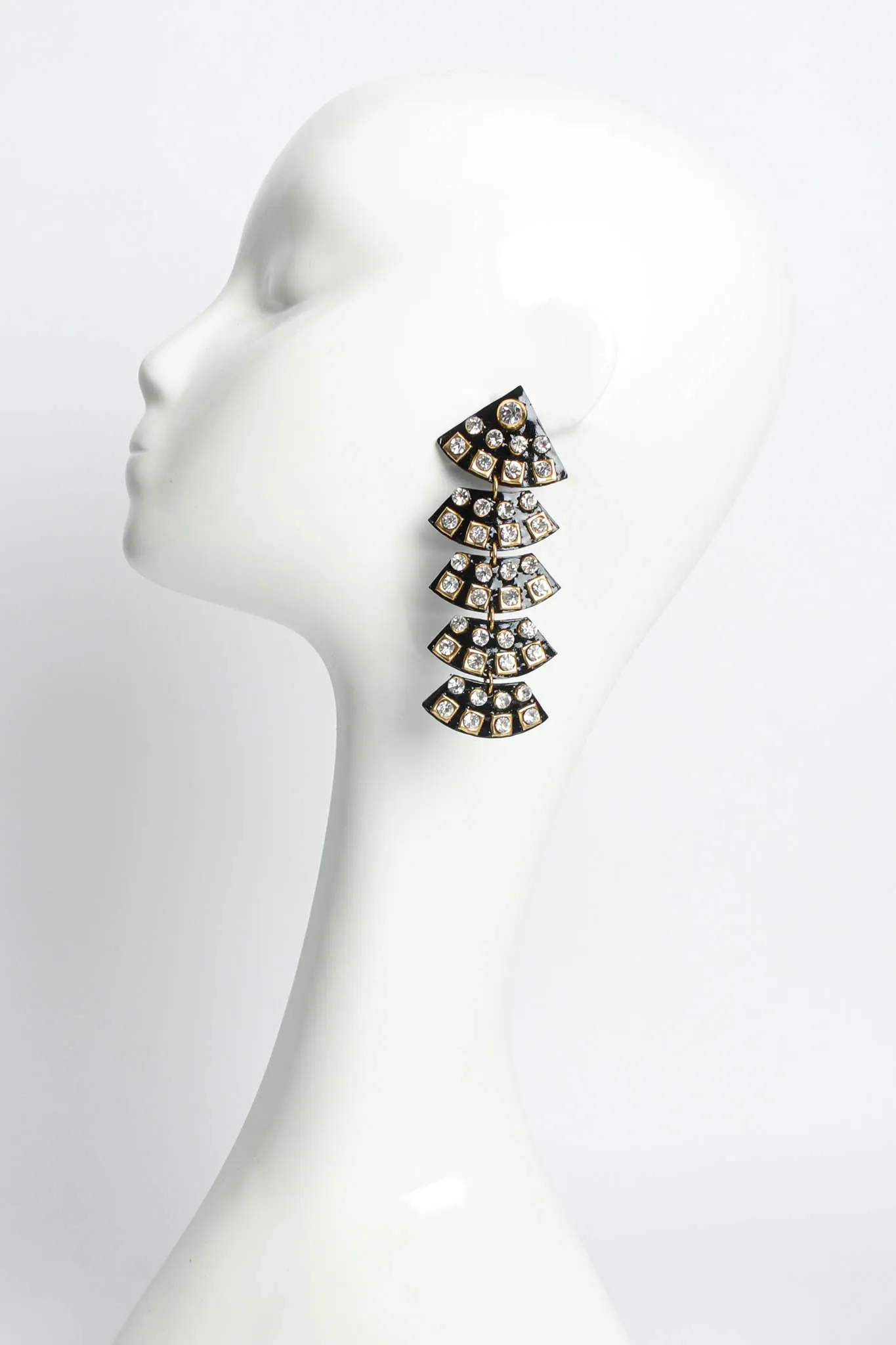 Patent Leather Geo Rhinestone Earrings