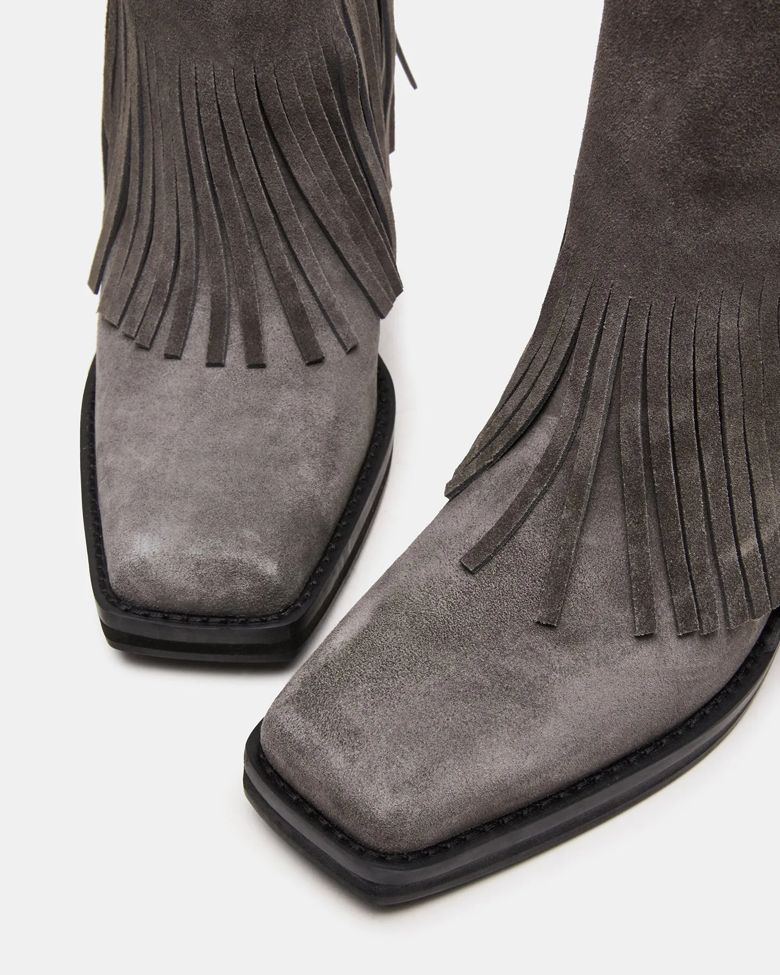PIA FRINGE GREY SUEDE