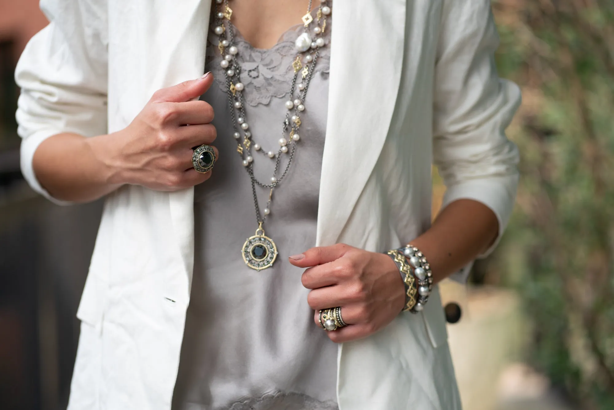 Pointed Round Hematite Cocktail Ring