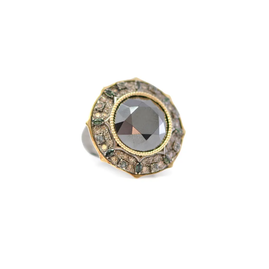 Pointed Round Hematite Cocktail Ring