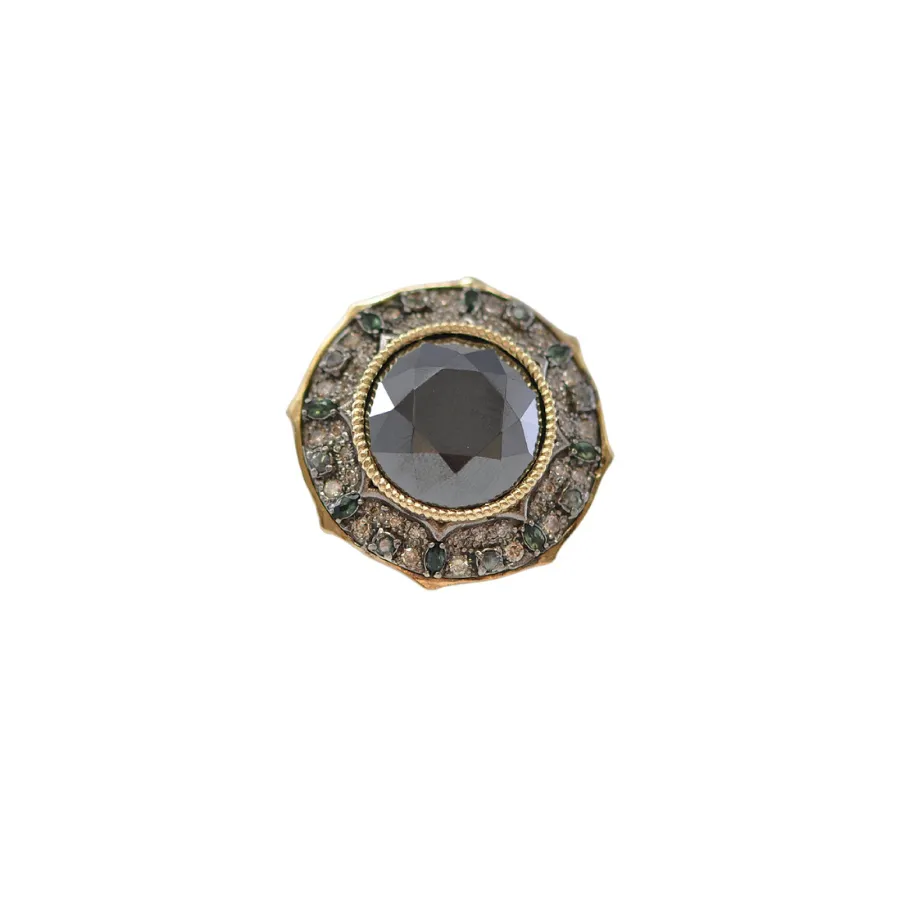 Pointed Round Hematite Cocktail Ring