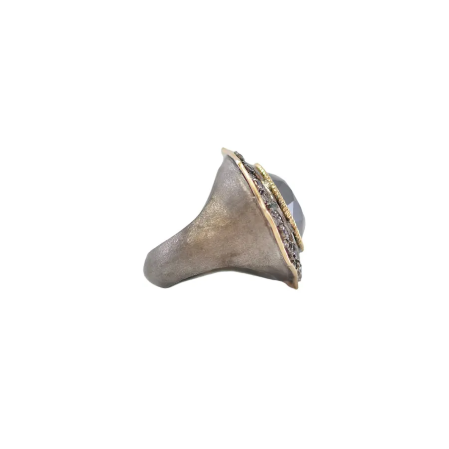 Pointed Round Hematite Cocktail Ring