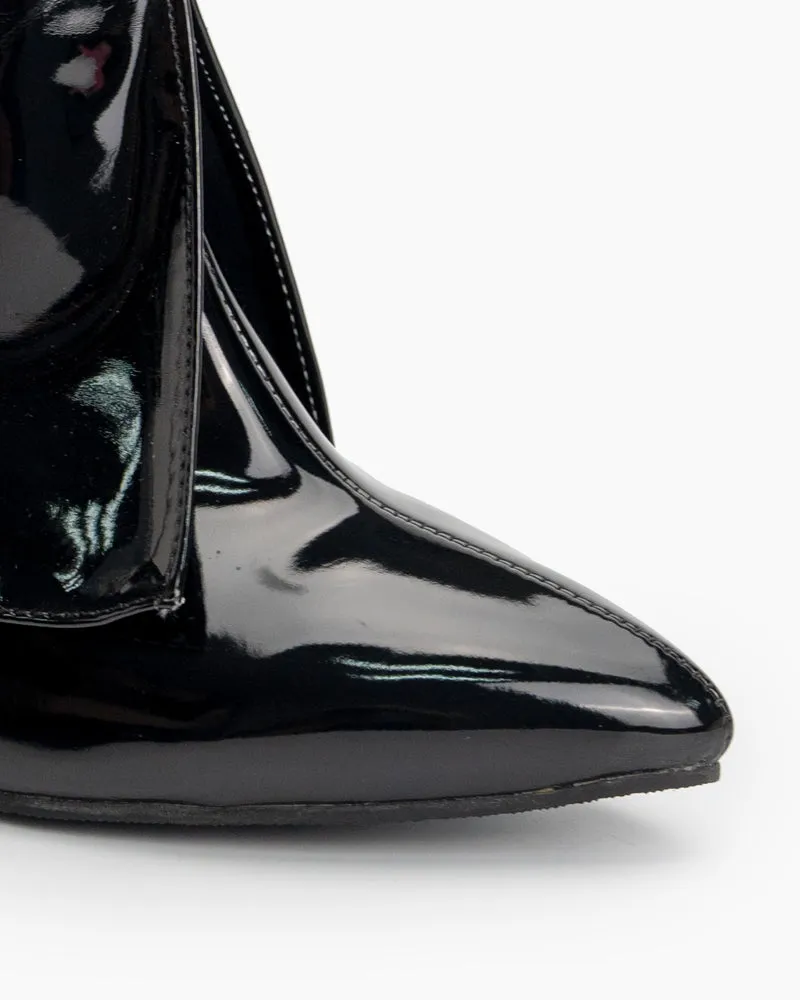 Pointed Toe Stiletto Patent Leather Ankle Boots