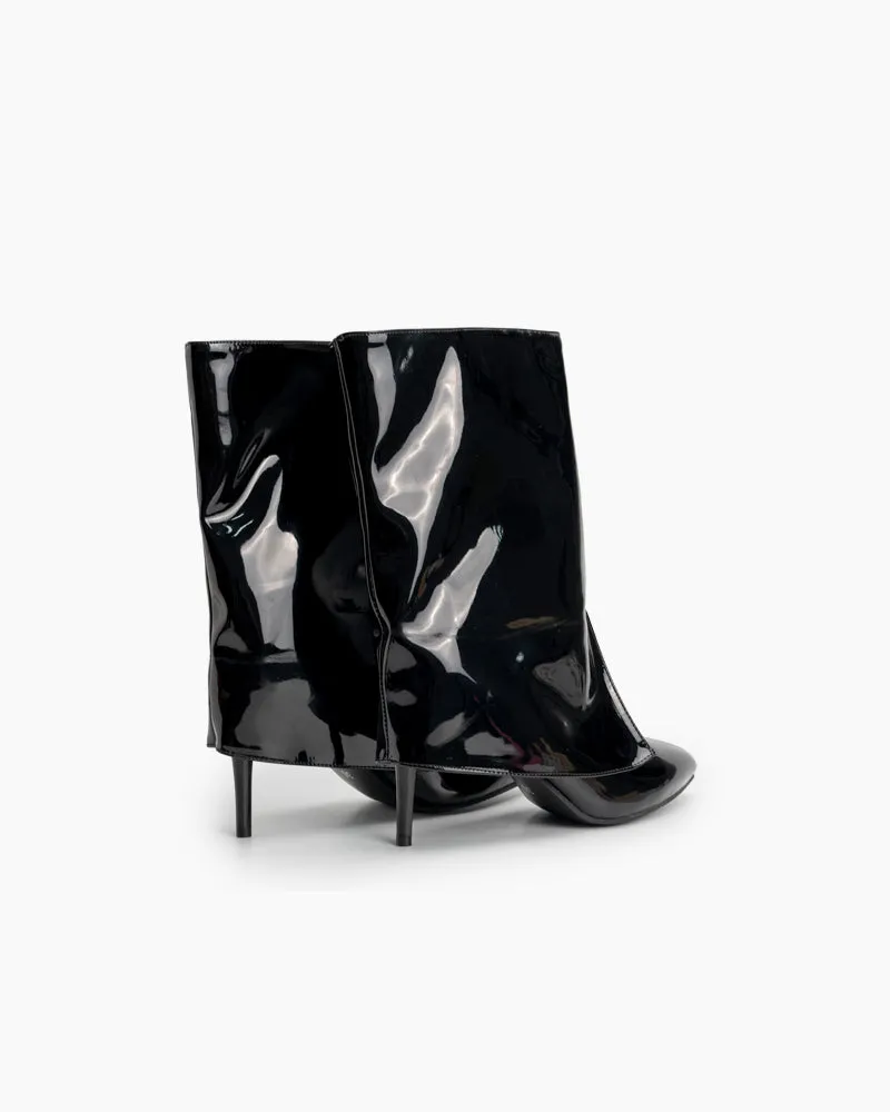 Pointed Toe Stiletto Patent Leather Ankle Boots