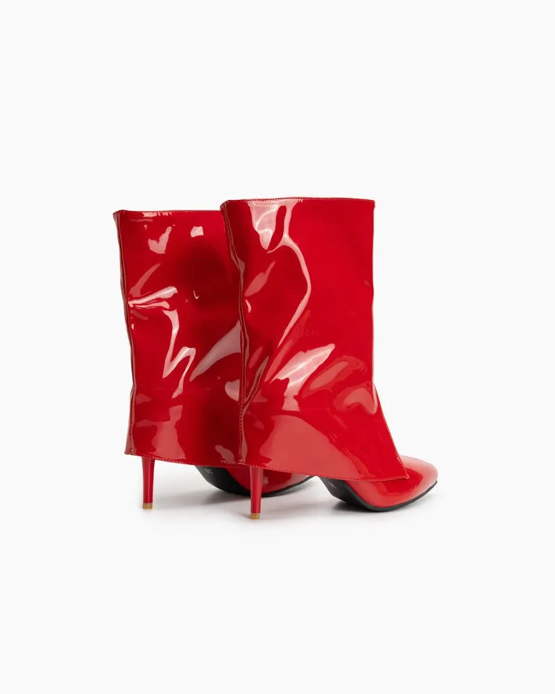 Pointed Toe Stiletto Patent Leather Ankle Boots