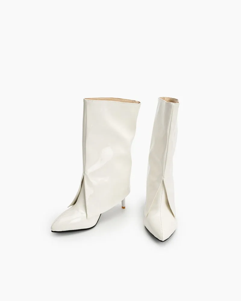 Pointed Toe Stiletto Patent Leather Ankle Boots