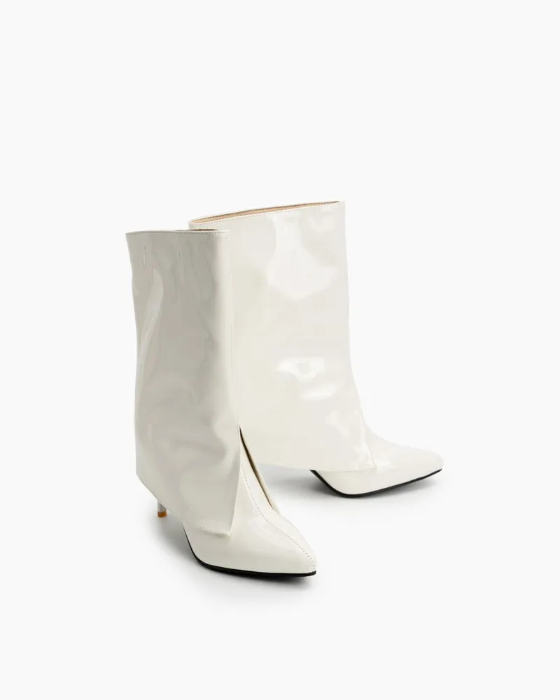 Pointed Toe Stiletto Patent Leather Ankle Boots