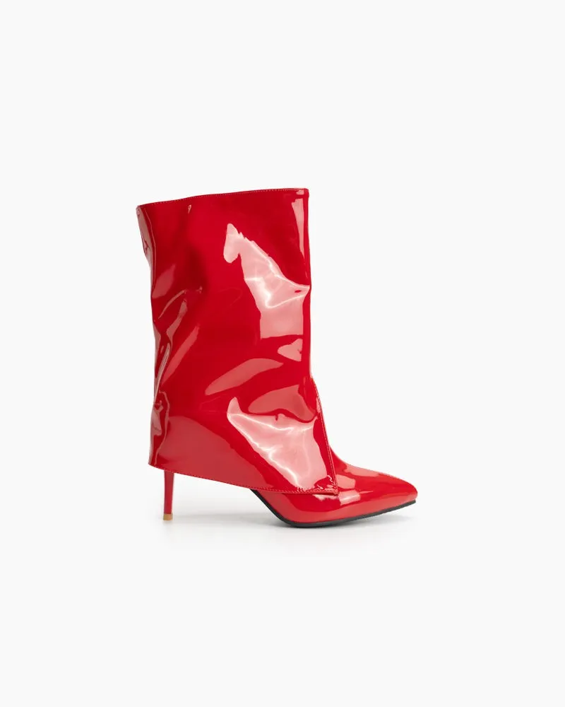 Pointed Toe Stiletto Patent Leather Ankle Boots