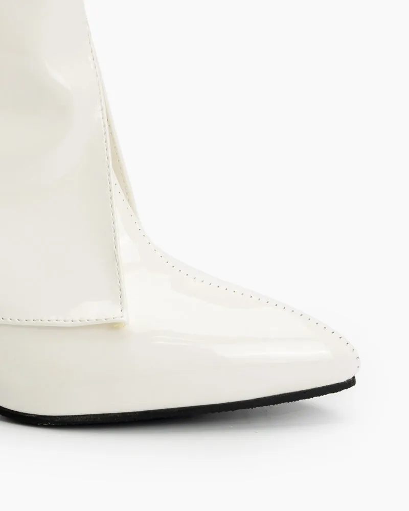 Pointed Toe Stiletto Patent Leather Ankle Boots