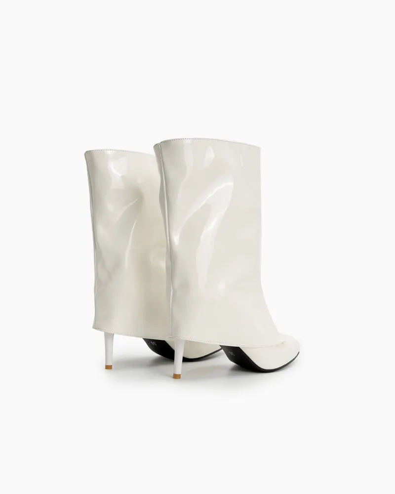 Pointed Toe Stiletto Patent Leather Ankle Boots
