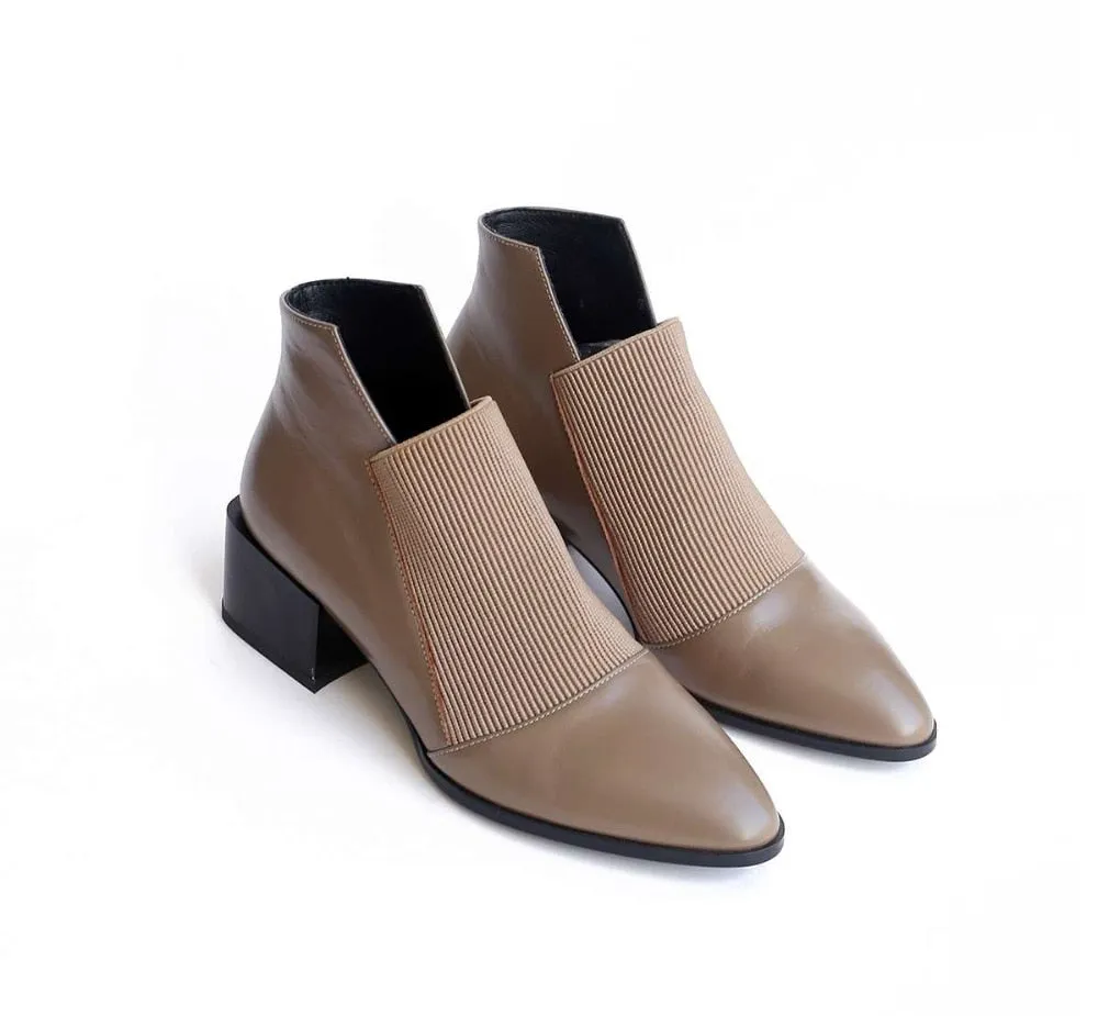 Popular chelsea boots solid classic oxford pointed toe slip on soft genuine leather spring shoes brand concise ankle boots