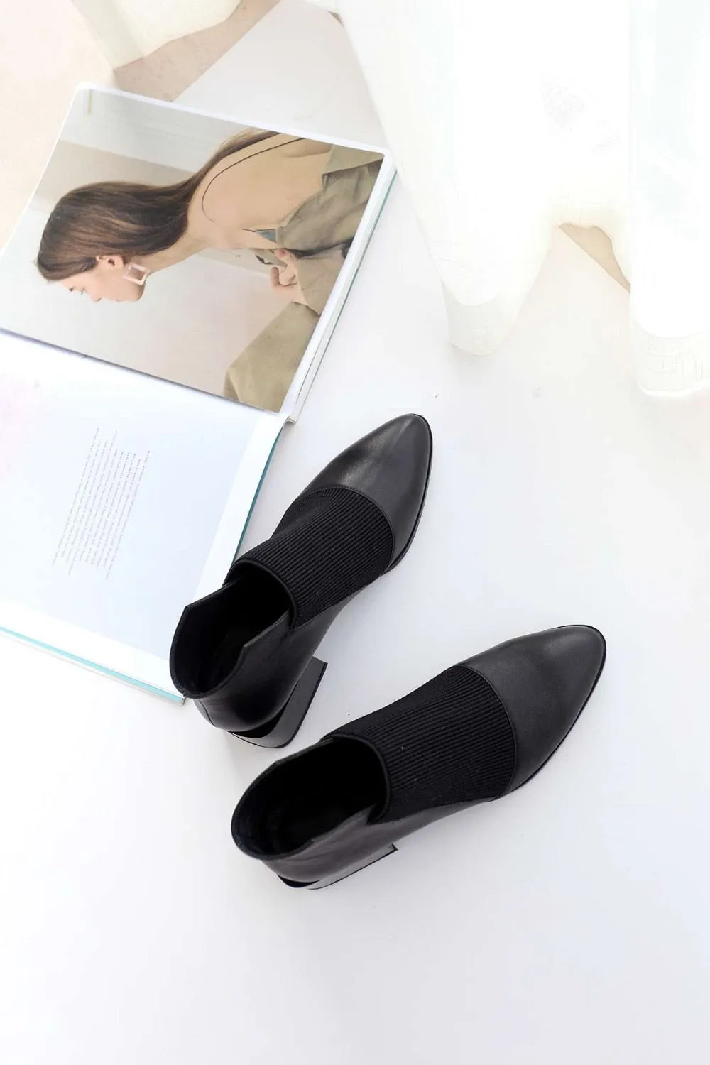 Popular chelsea boots solid classic oxford pointed toe slip on soft genuine leather spring shoes brand concise ankle boots