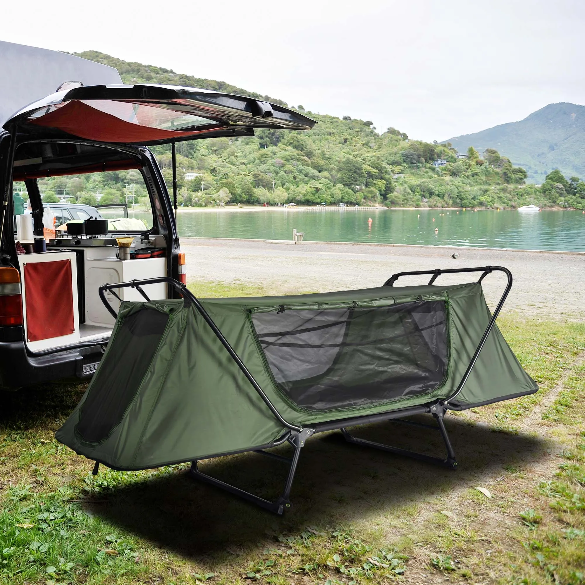Portable One Person Outdoor Off The Ground Camping Cot Bed Tent