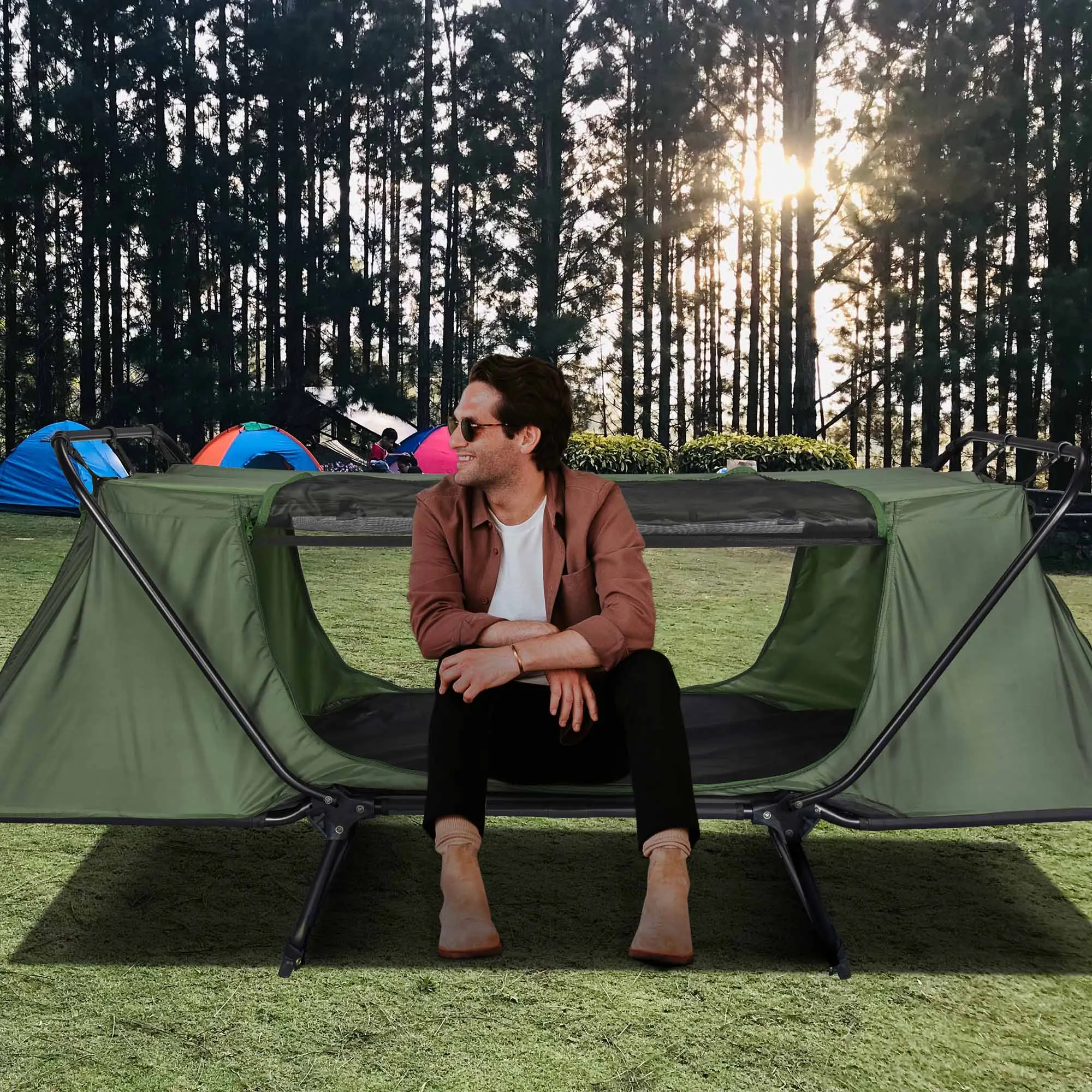 Portable One Person Outdoor Off The Ground Camping Cot Bed Tent