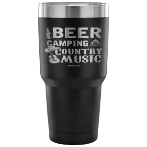 "Beer, Camping, And Country Music" - Stainless Steel Tumbler