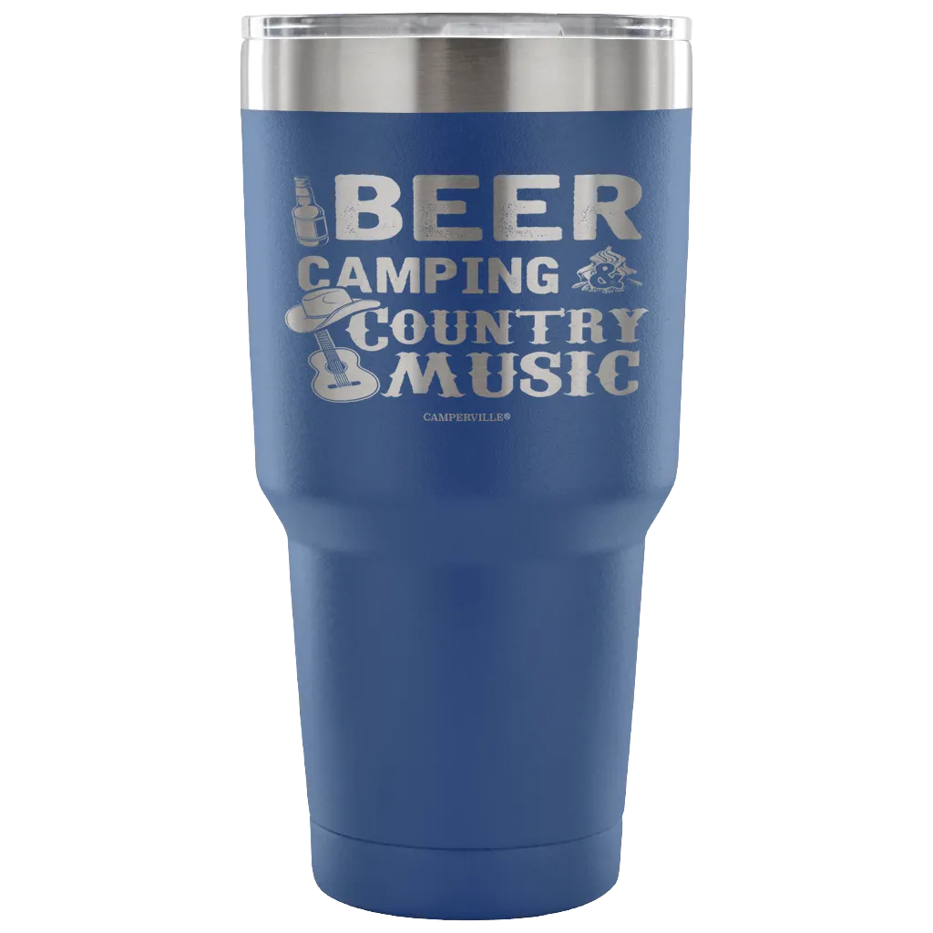 "Beer, Camping, And Country Music" - Stainless Steel Tumbler