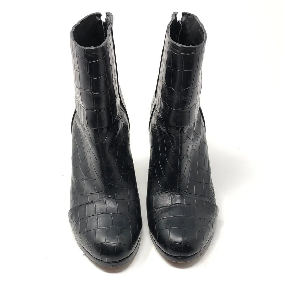 Rag & Bone Black Croc Embossed Newburry Boot