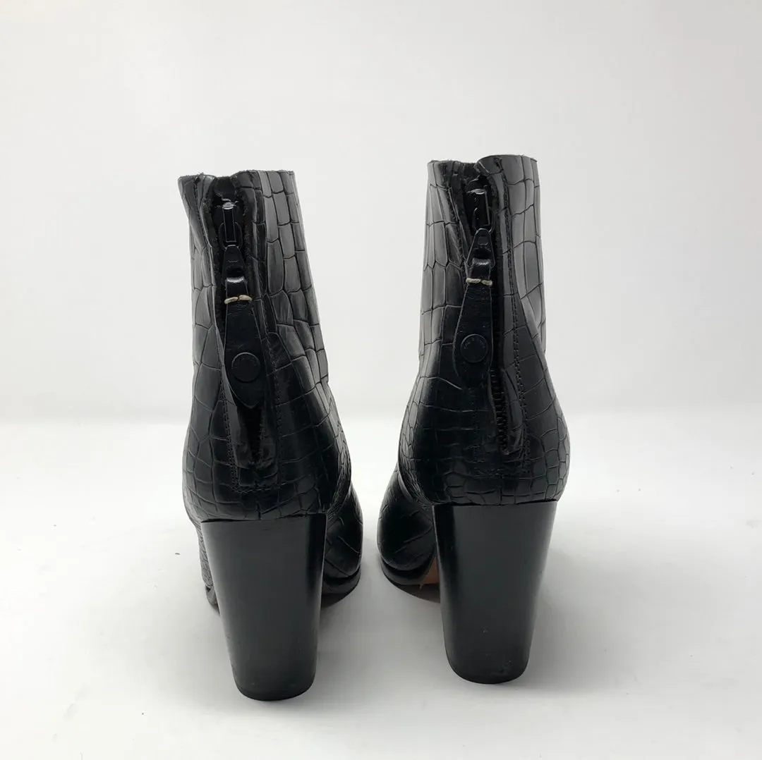 Rag & Bone Black Croc Embossed Newburry Boot