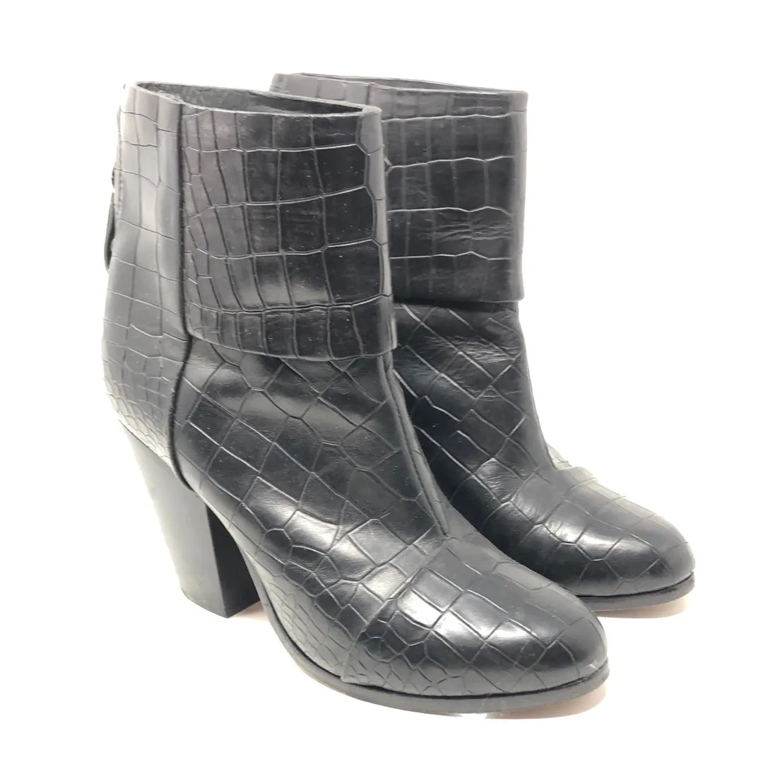 Rag & Bone Black Croc Embossed Newburry Boot