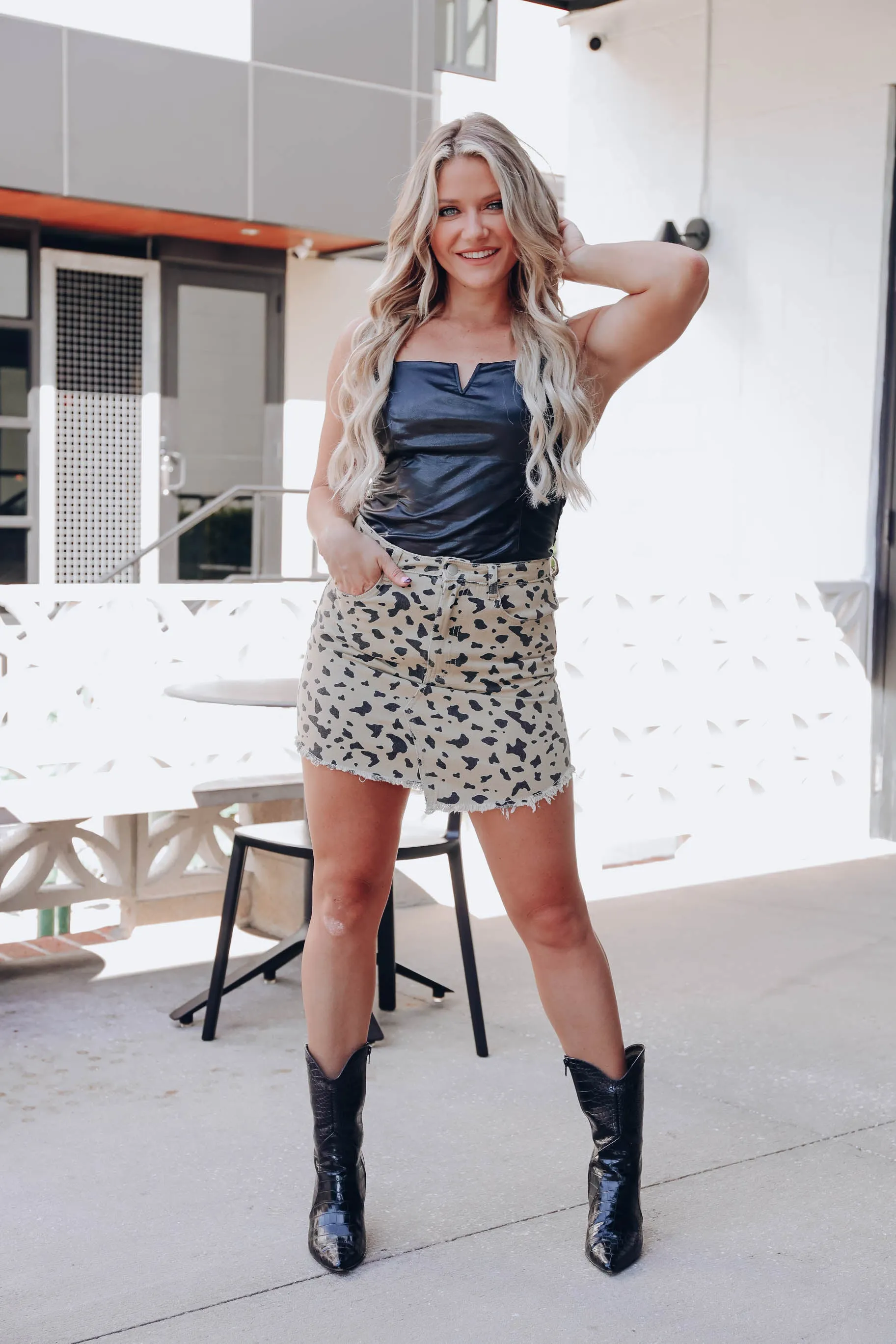 Rancho Abstract Denim Mini Skirt