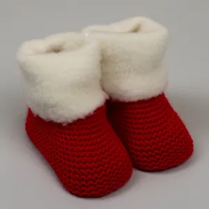 Red Baby Booties with Fleece Newborn to 6 months