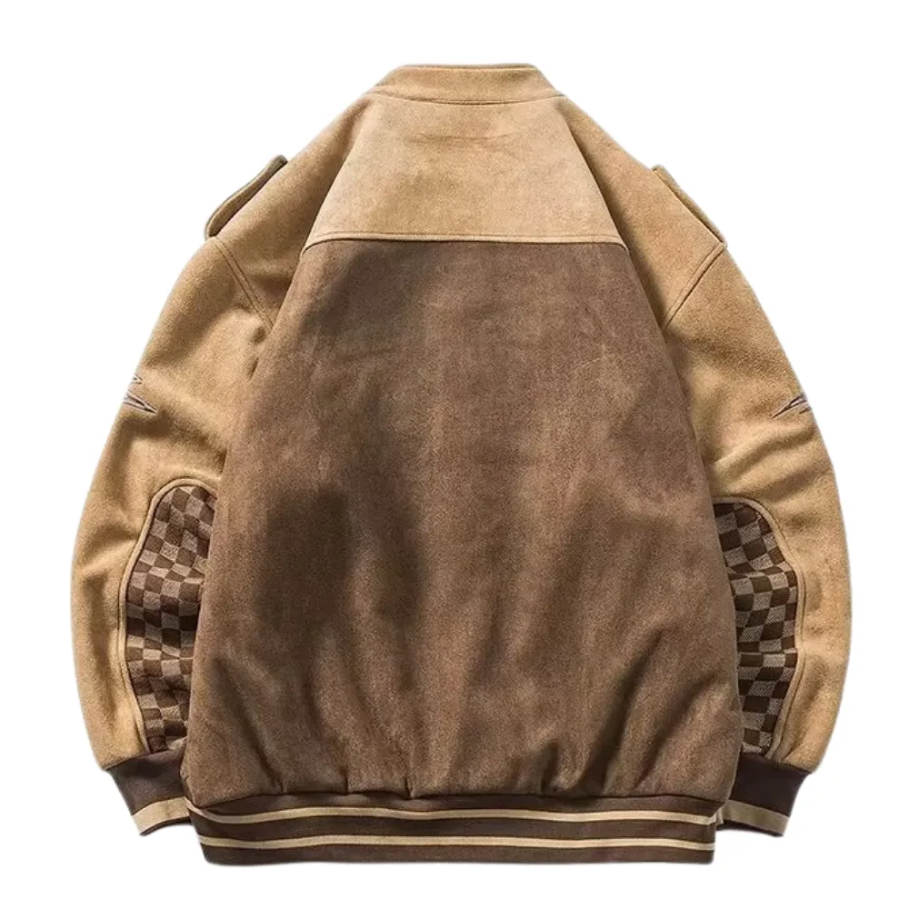 Retro Suede Embroidered Racing Jacket