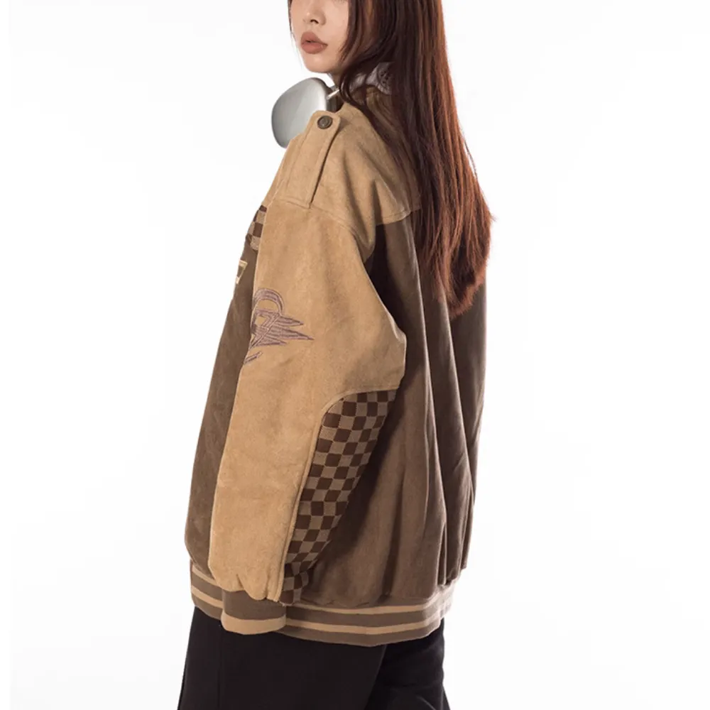 Retro Suede Embroidered Racing Jacket