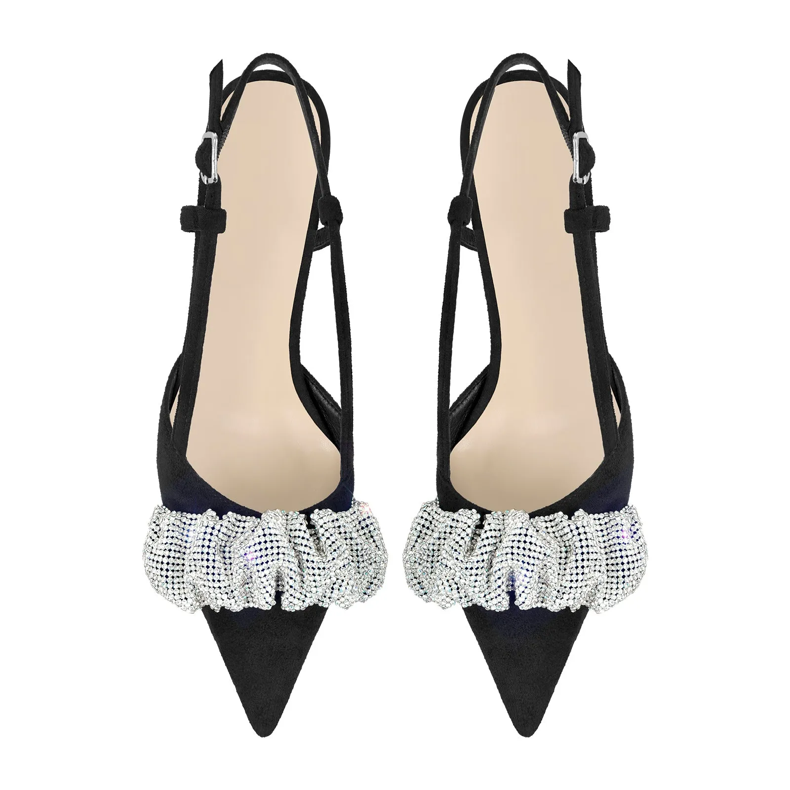 Rhinestone Pointed Toe Slingback Pumps