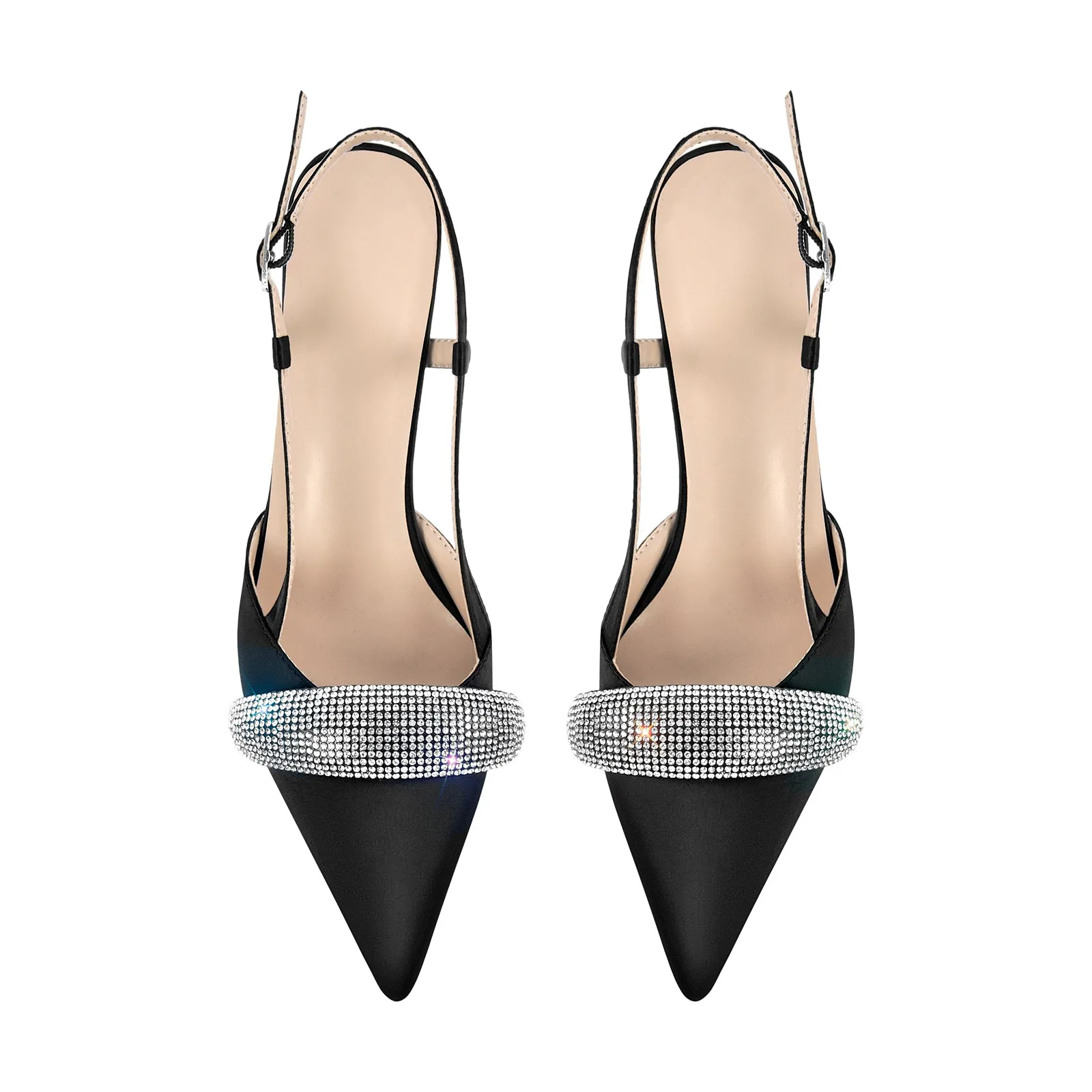 Rhinestone Pointed Toe Slingback Pumps