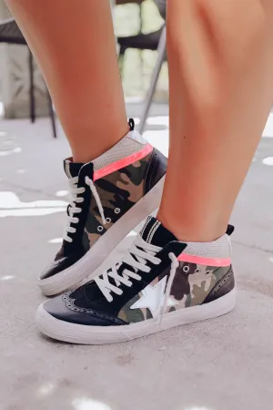 Rina Hightop Sneaker by ShuShop - Green Camo