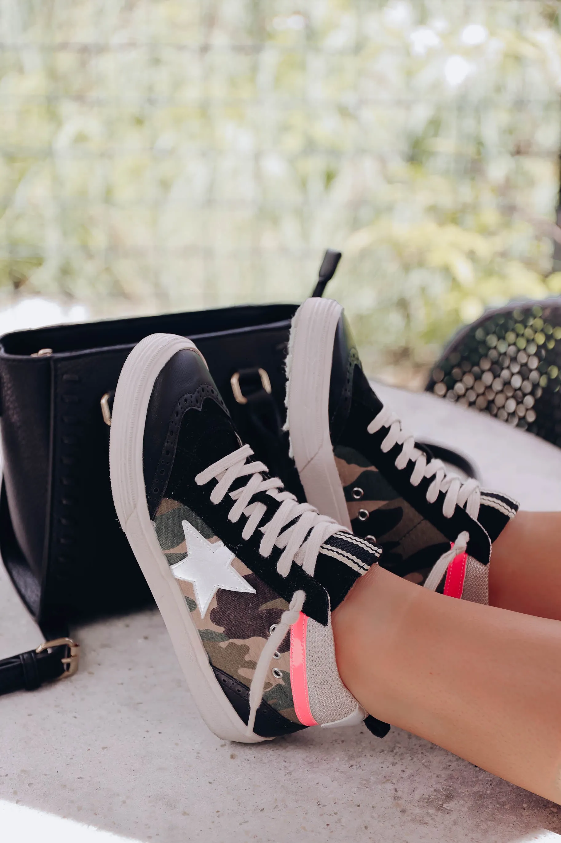 Rina Hightop Sneaker by ShuShop - Green Camo