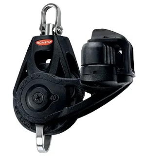 RONSTAN SERIES 40 BB ORBIT BLOCK WITH BECKET, CLEAT & SWIVEL HEAD