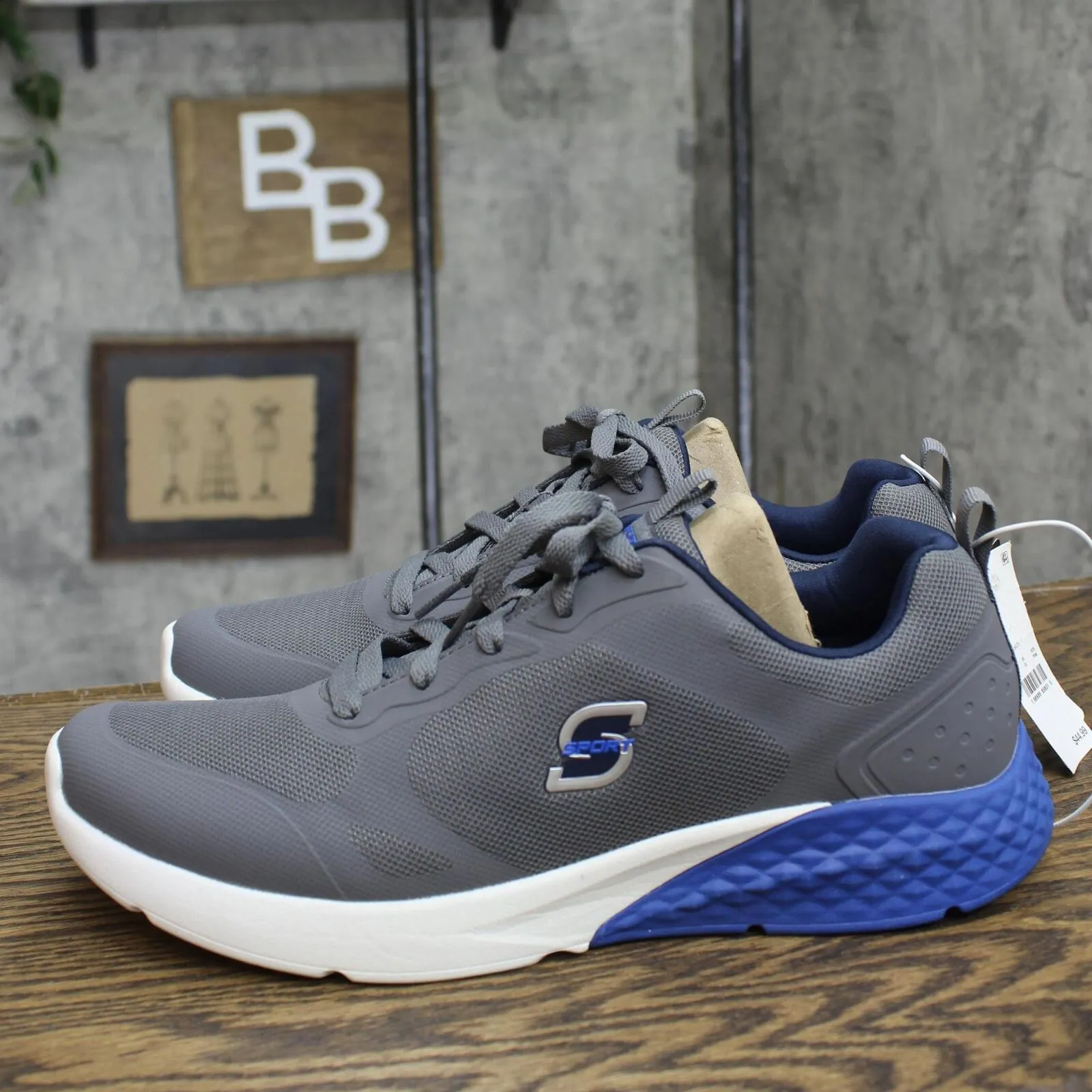 S Sport By Skechers Mens Lace Up Low Top Troy Sneakers 88421362 Gray / Blue 10.5