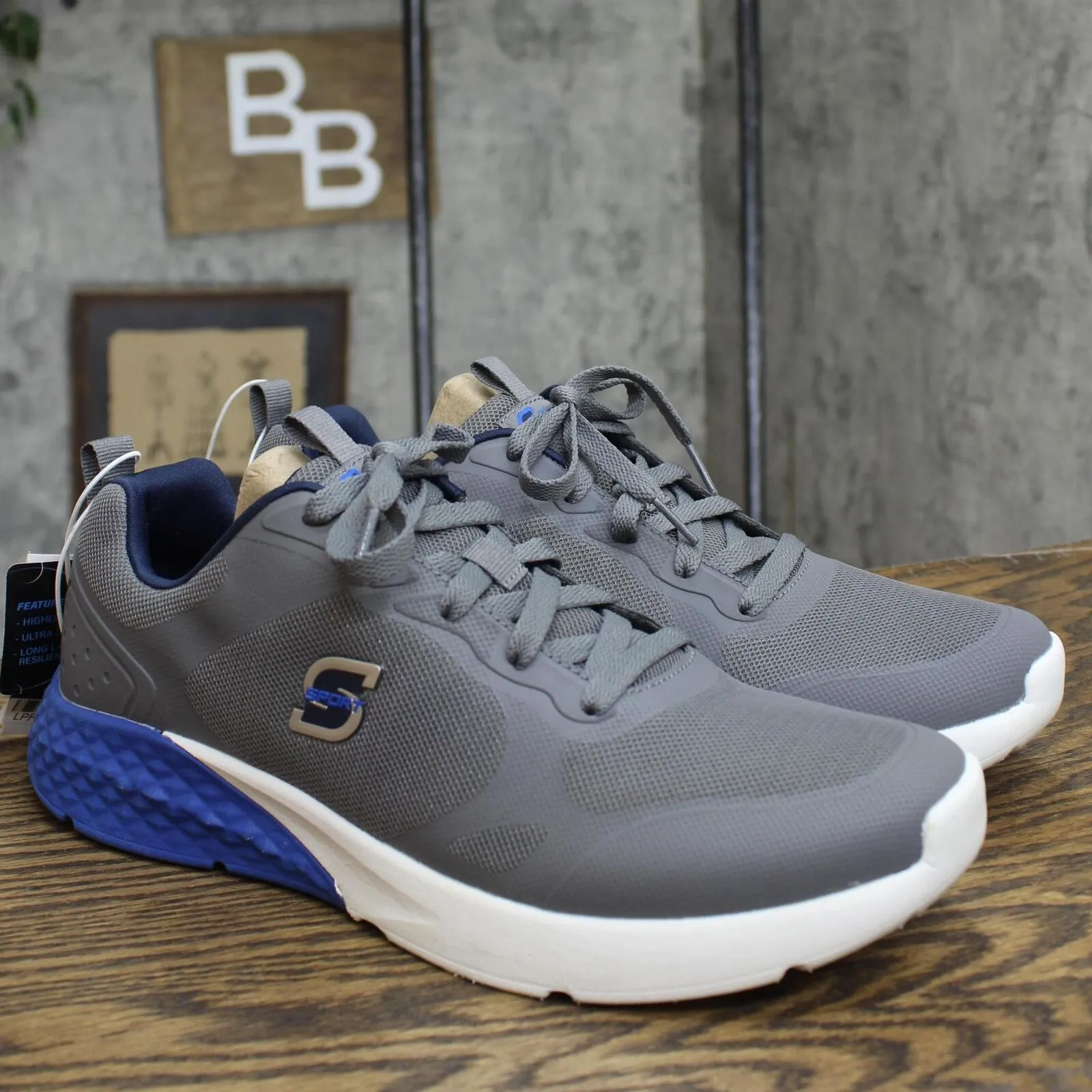 S Sport By Skechers Mens Lace Up Low Top Troy Sneakers 88421362 Gray / Blue 10.5