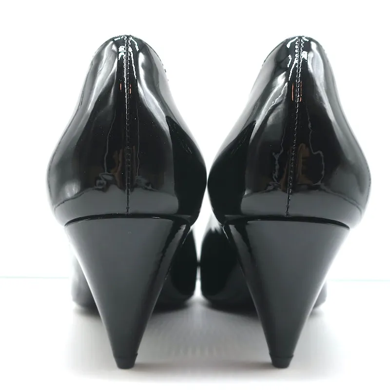 Saint Laurent Anais 55 Pointed Toe Pumps Black Patent Leather Size 40.5