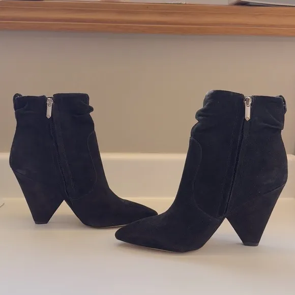 Sam Edelman Roden Point Toe Suede Booties | black | 9.5 | EUC