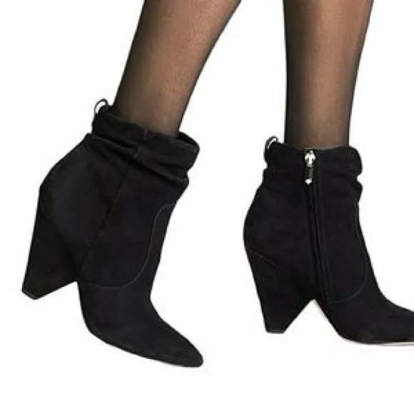 Sam Edelman Roden Point Toe Suede Booties | black | 9.5 | EUC