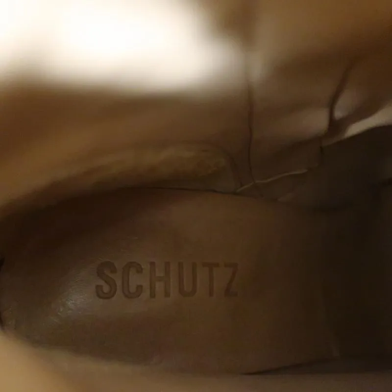 Schutz Bette Booties Beige Snake-Embossed Leather Size 7.5 Ankle Boots NEW