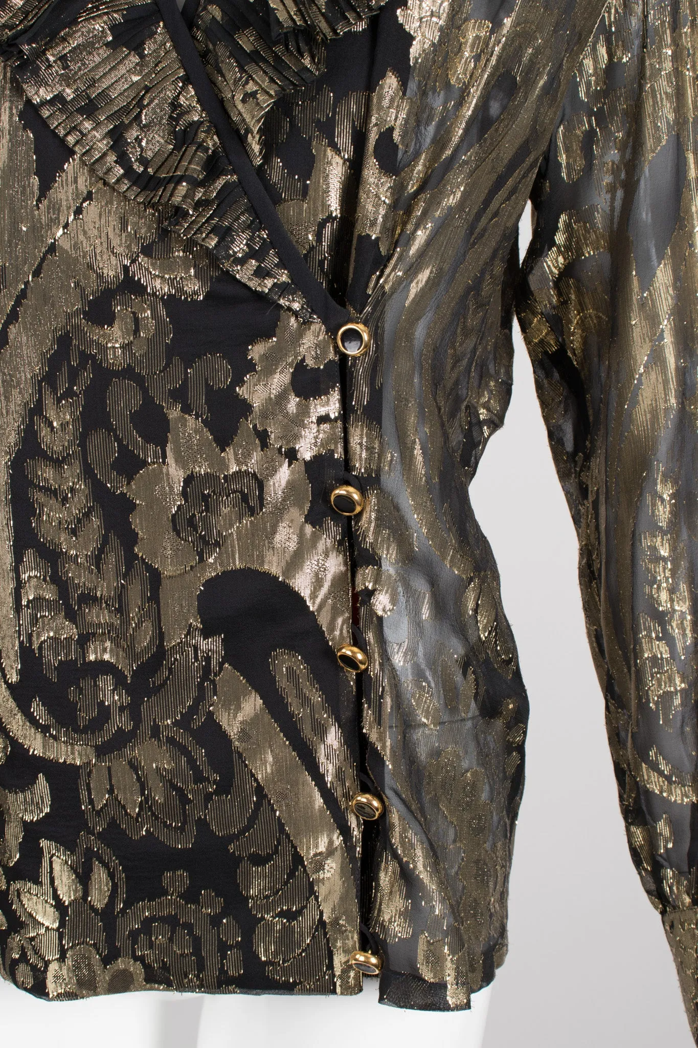 Sheer Brocade Wrap Blouse