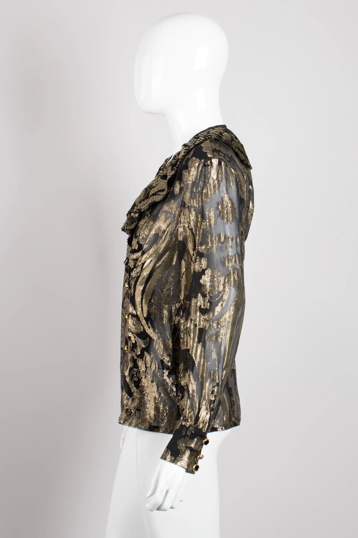 Sheer Brocade Wrap Blouse