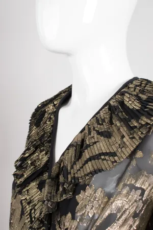 Sheer Brocade Wrap Blouse